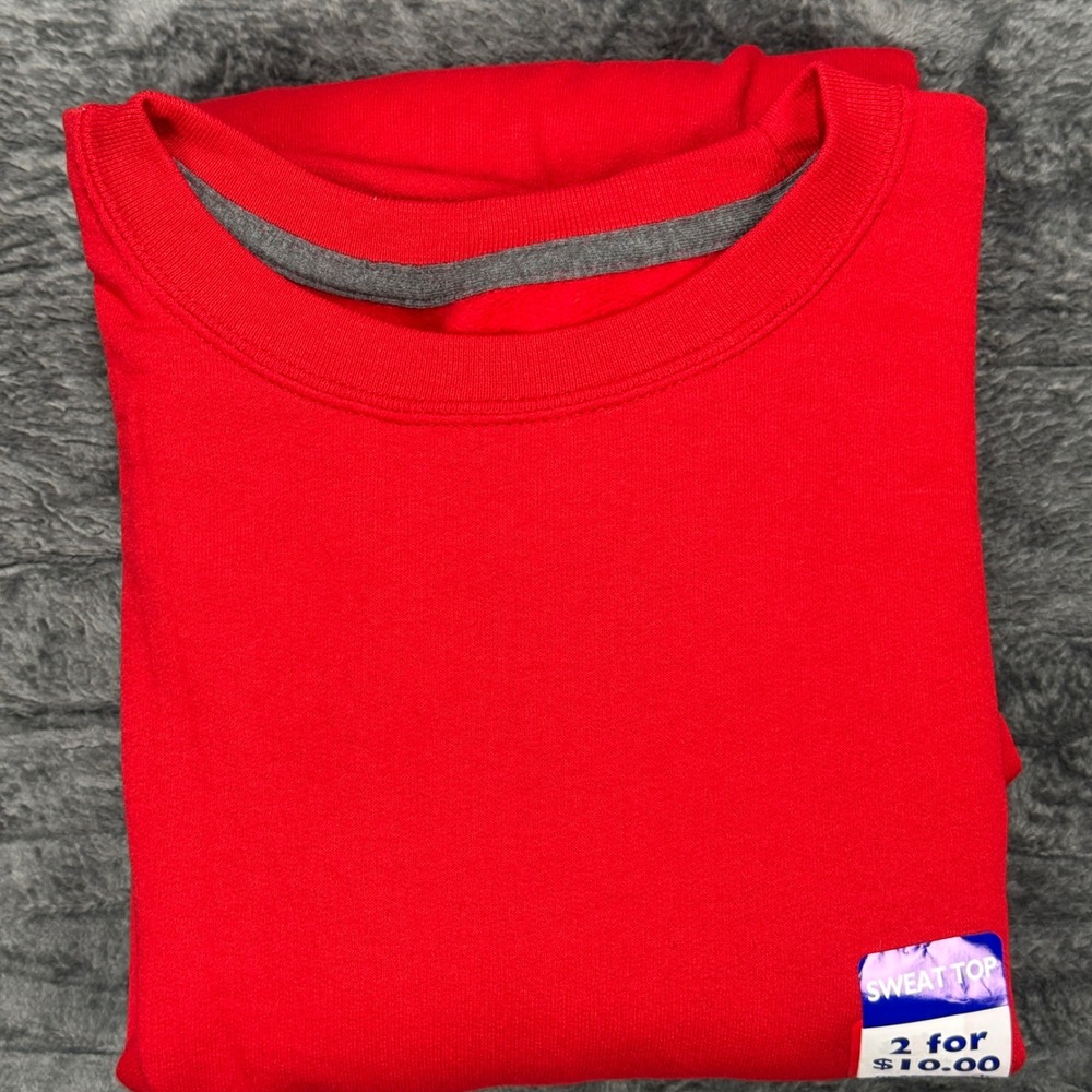 Fruit of the Loom Sweatshirt Mens 2XL Red Crewneck Fleece Pullover Plain Solid
